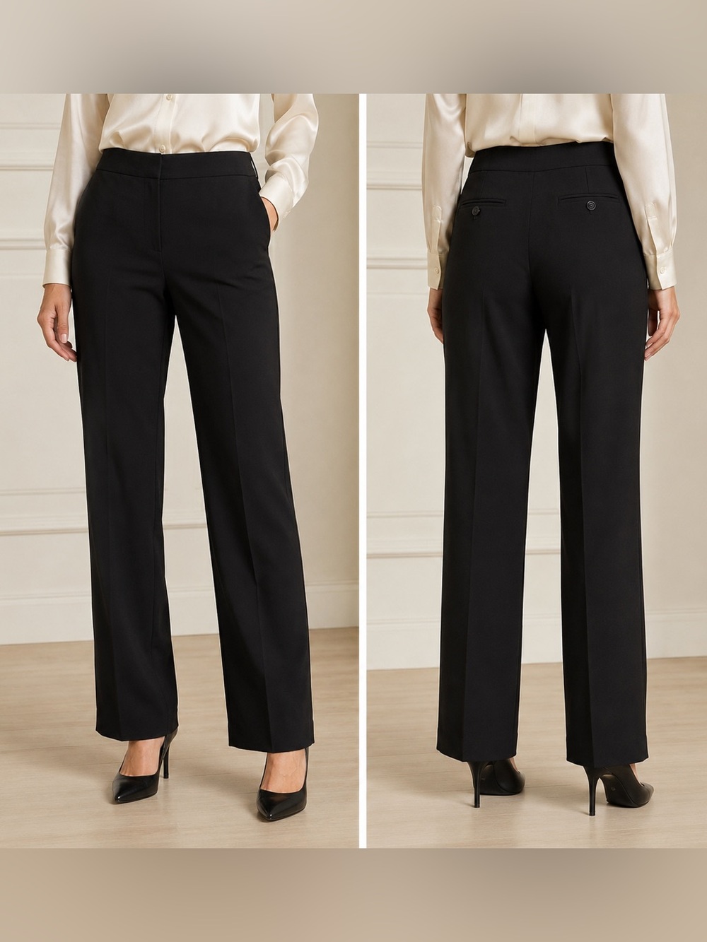 Talbots NWT Size 16 Signature Black Straight-Leg Dress Trousers